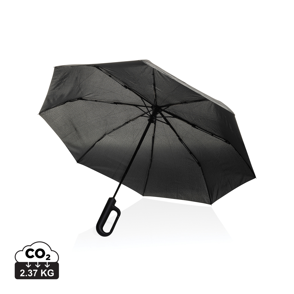 XD Collection Yara 21″ AWARE™ RPET solid colour umbrella with carabiner