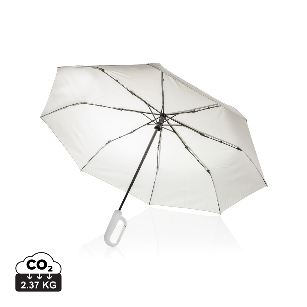 XD Collection Yara 21″ AWARE™ RPET solid colour umbrella with carabiner