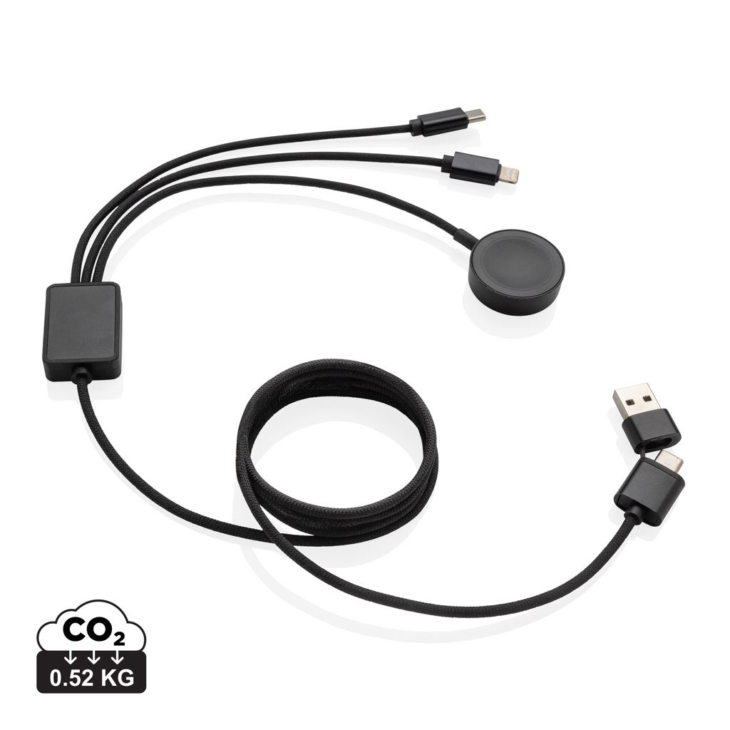 XD Xclusive Terra RCS rPET 6-in-1 60W charging cable with watch charger