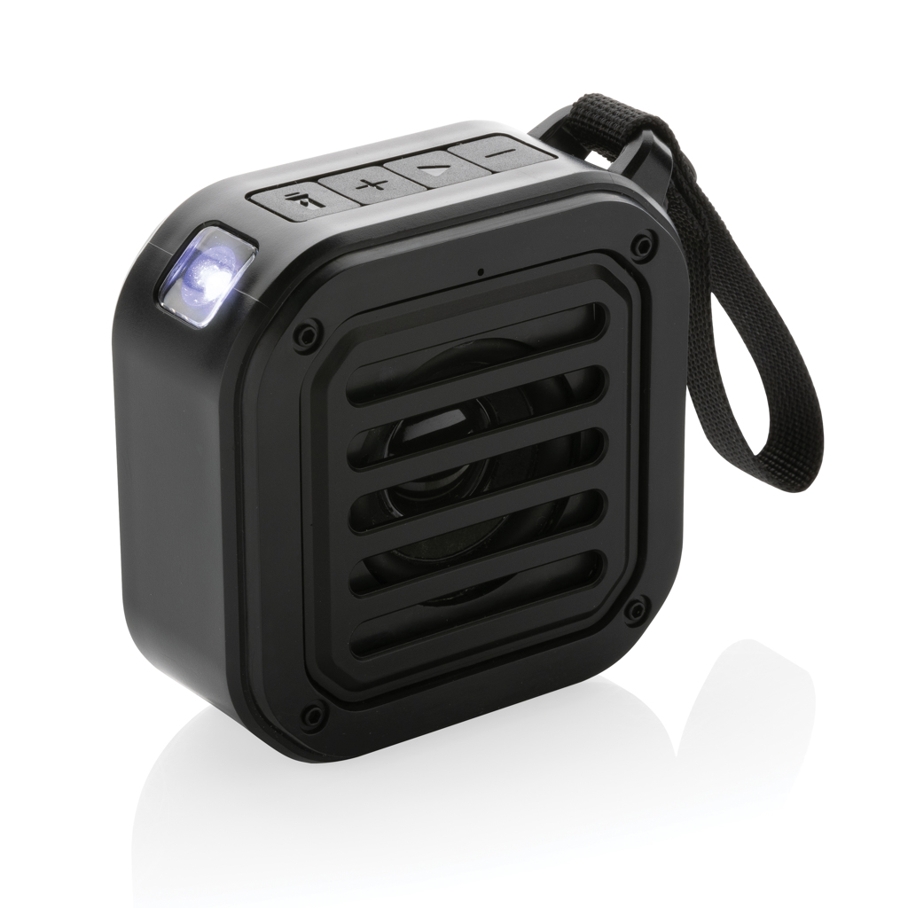 XD Collection 3W RCS recycled plastic wireless sunwave solar speaker