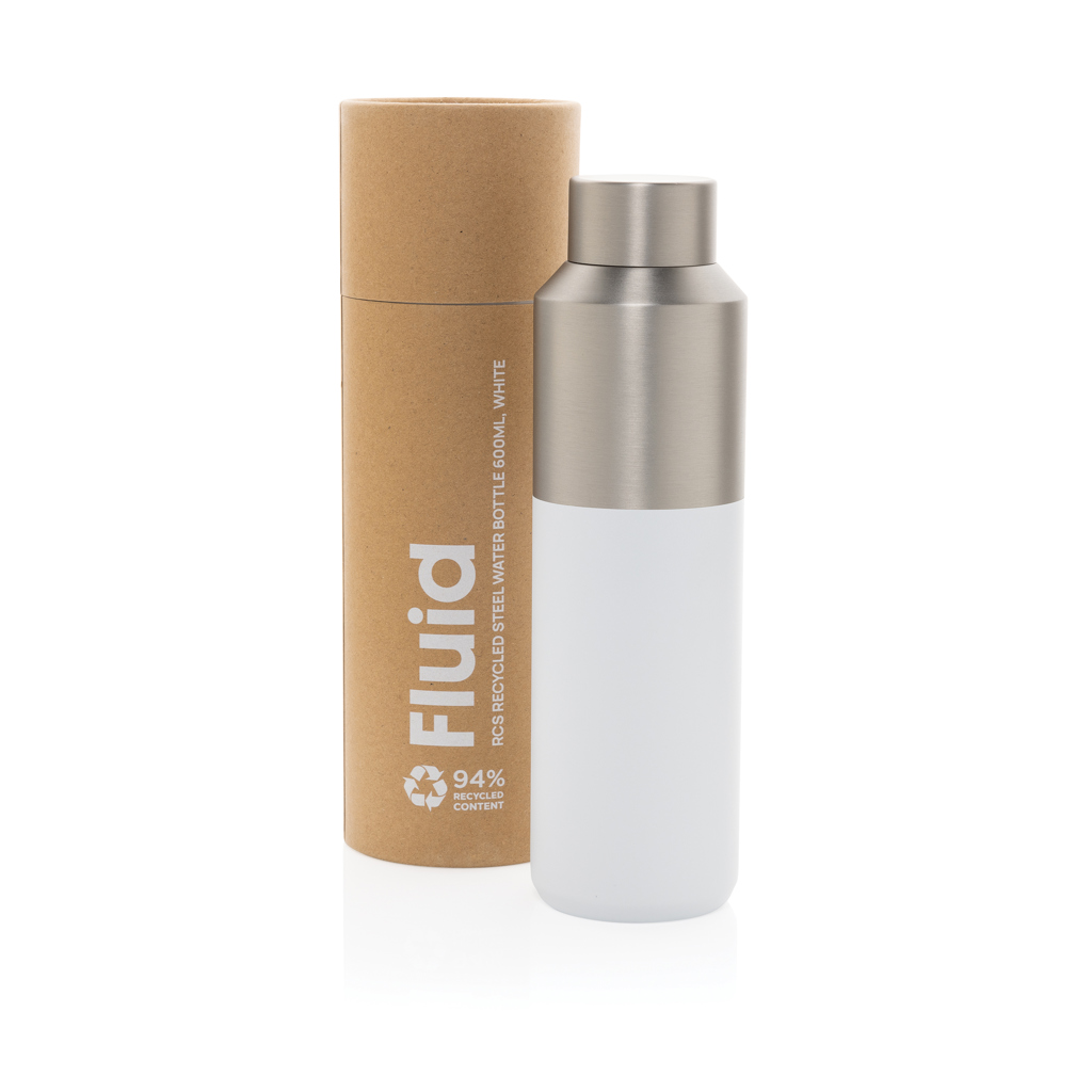 XD Collection Fluid RCS certified recycled steel water bottle 600ml