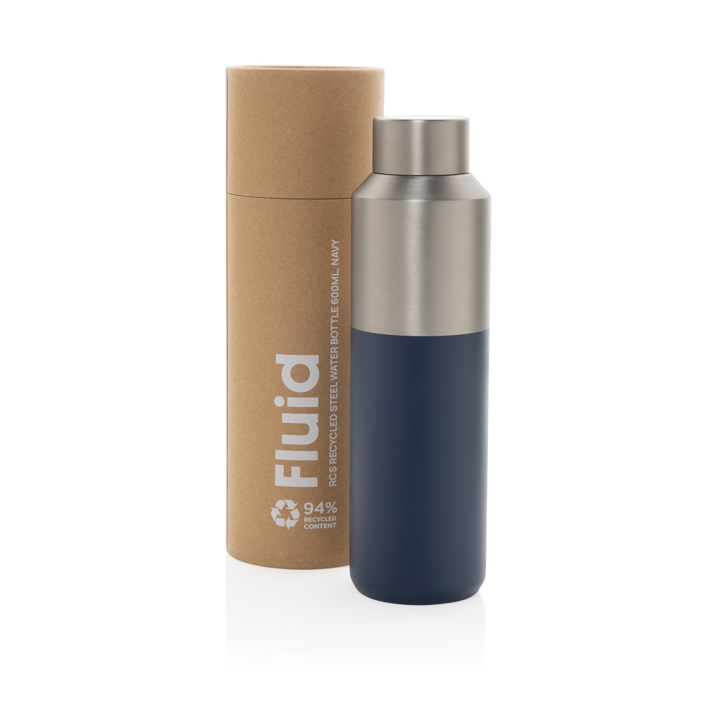 XD Collection Fluid RCS certified recycled steel water bottle 600ml