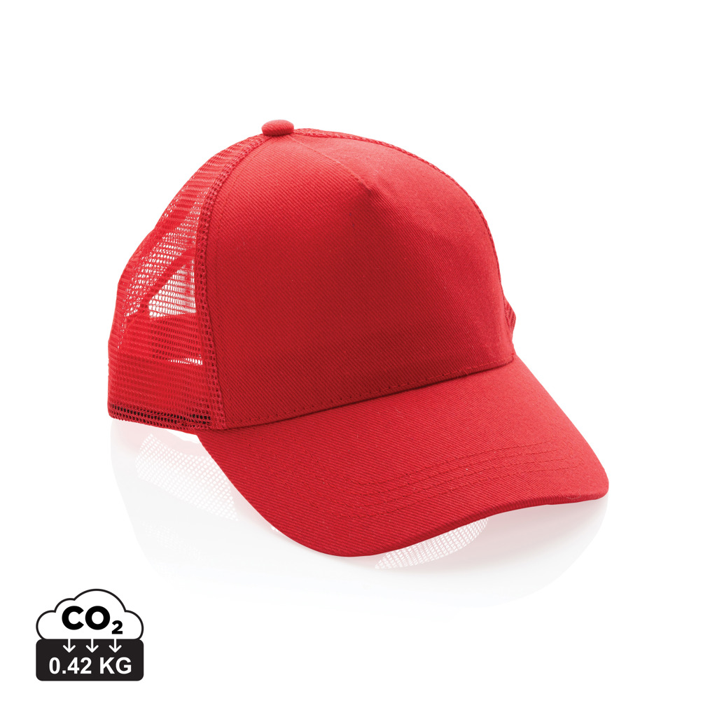 XD Collection Impact AWARE™ Brushed rcotton 5 panel trucker cap 190gr