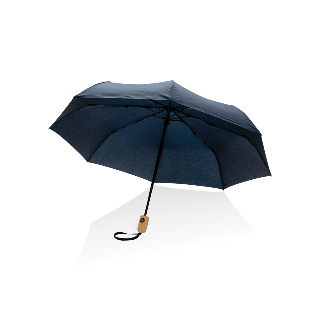 XD Collection 21″ Impact AWARE™ RPET 190T bamboo auto open/close umbrella