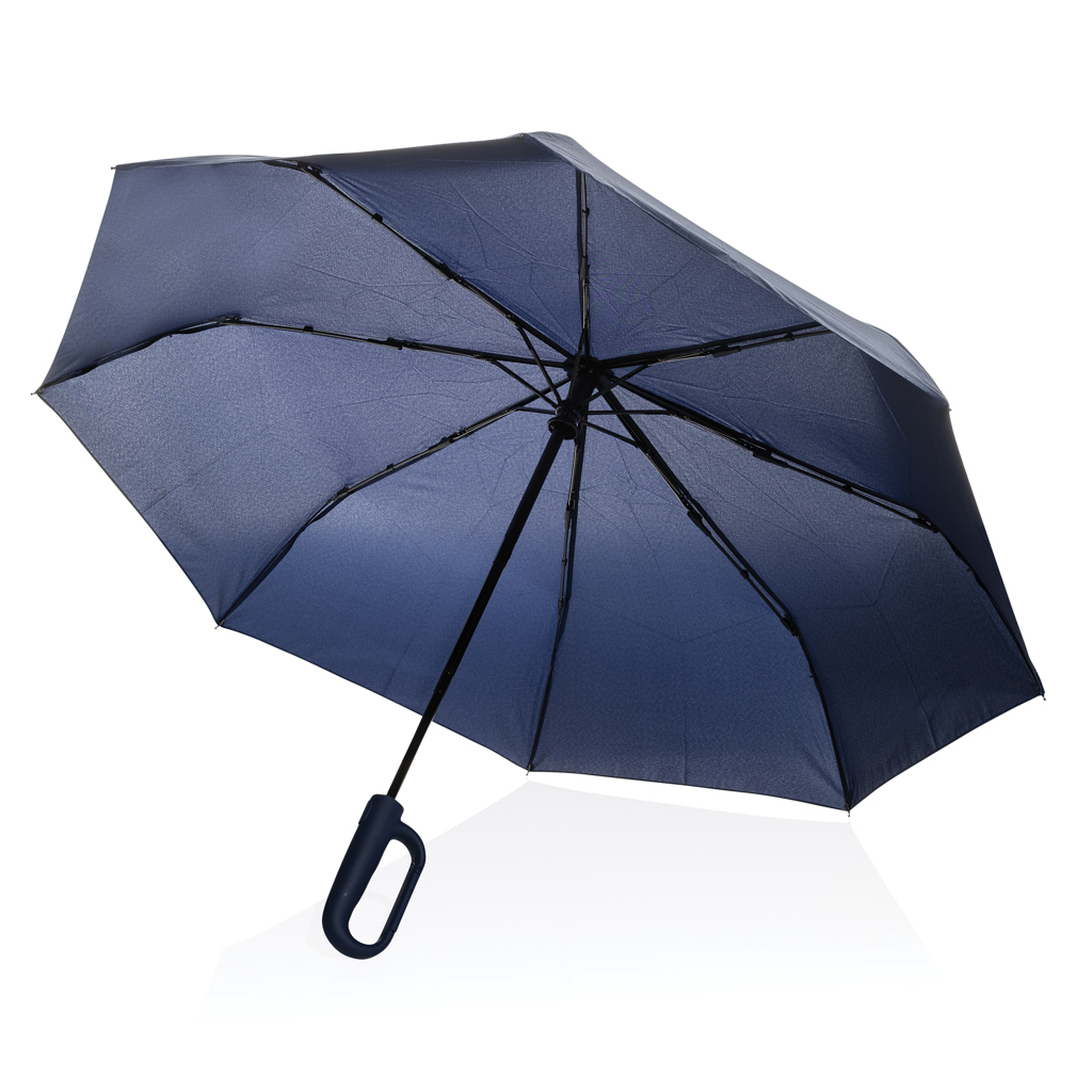 XD Collection Yara 21″ AWARE™ RPET solid colour umbrella with carabiner
