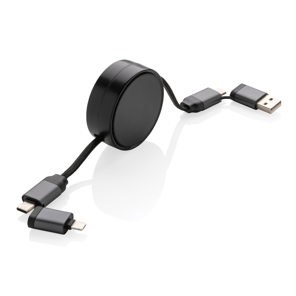 XD Xclusive Terra RCS recycled aluminium retractable 6 in 1 60W cable