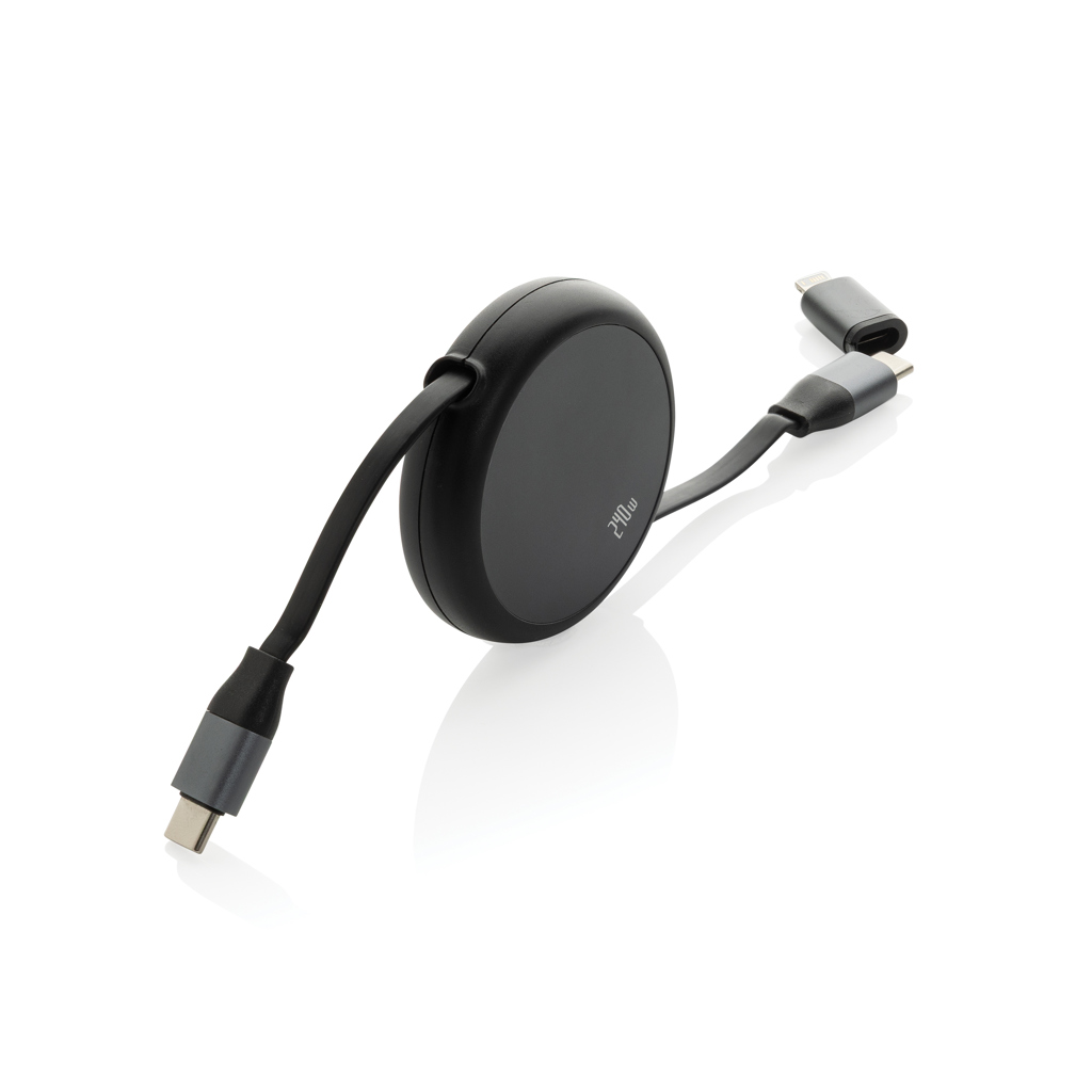 XD Xclusive Terra RCS recycled aluminium retractable 240W 2-in-1 cable