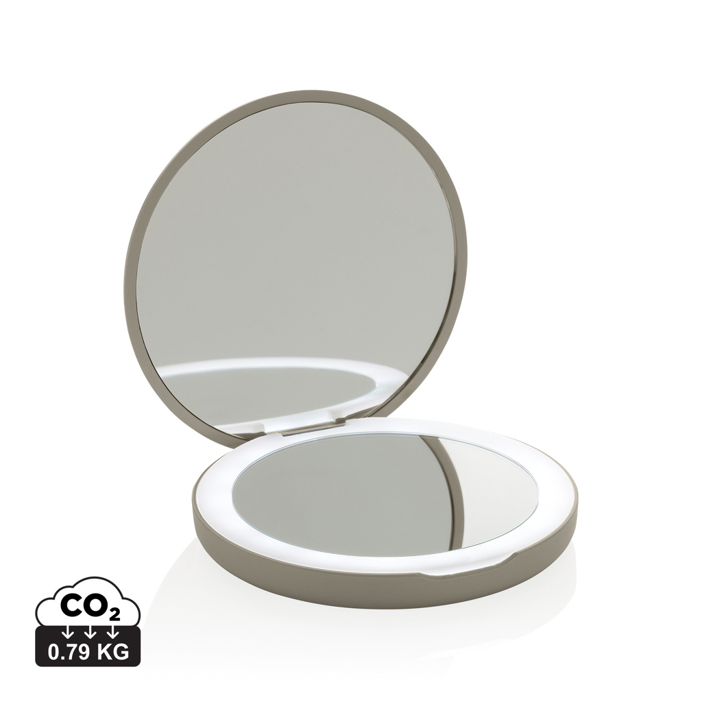 XD Collection Lumora RCS recycled plastic LED re-chargeable make-up mirror