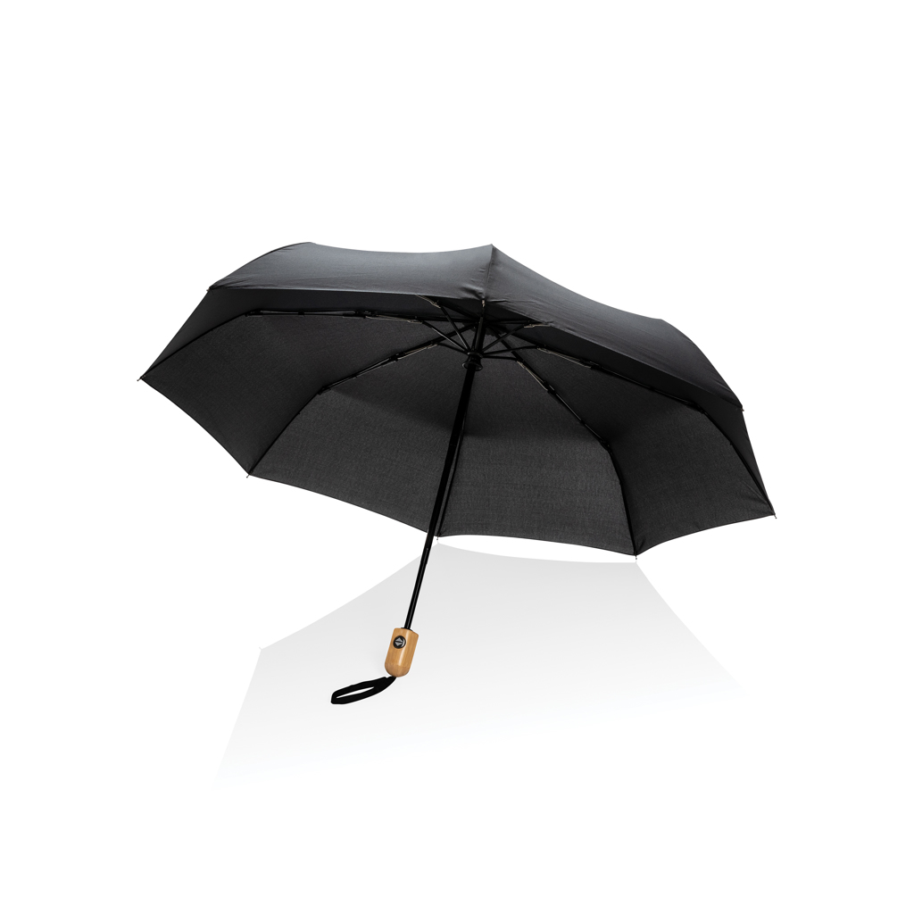 XD Collection 21″ Impact AWARE™ RPET 190T bamboo auto open/close umbrella