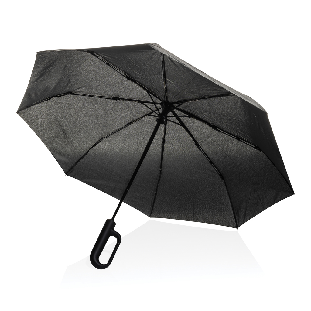 XD Collection Yara 21″ AWARE™ RPET solid colour umbrella with carabiner