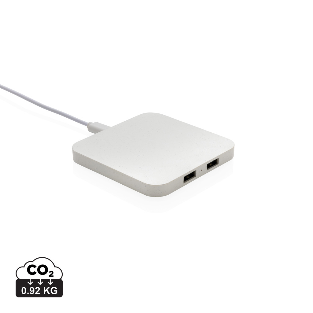 XD Collection RCS recycled plastic 10W Wireless charger with USB Ports
