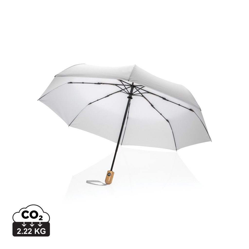 XD Collection 21″ Impact AWARE™ RPET 190T bamboo auto open/close umbrella