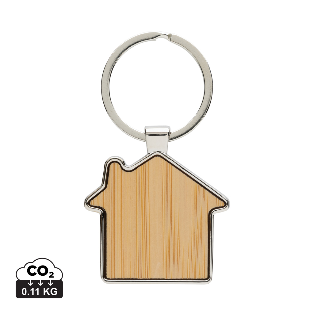 XD Collection RCS recycled zinc alloy house keychain with bamboo