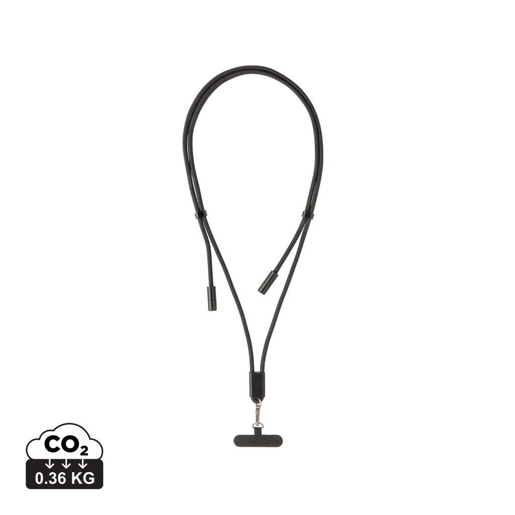 XD Collection LoopAmp RCS RPET adjustable 160 cm phone cord with 60W cable