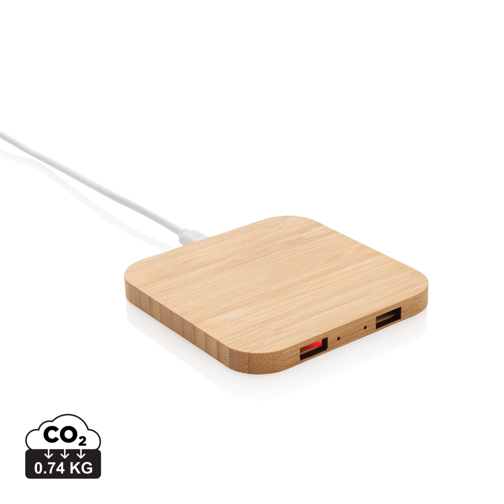 XD Collection Bamboo 5W wireless charger with USB