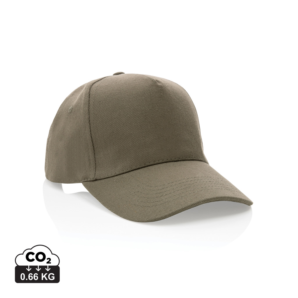 XD Collection Impact 5panel 280gr Recycled cotton cap with AWARE™ tracer