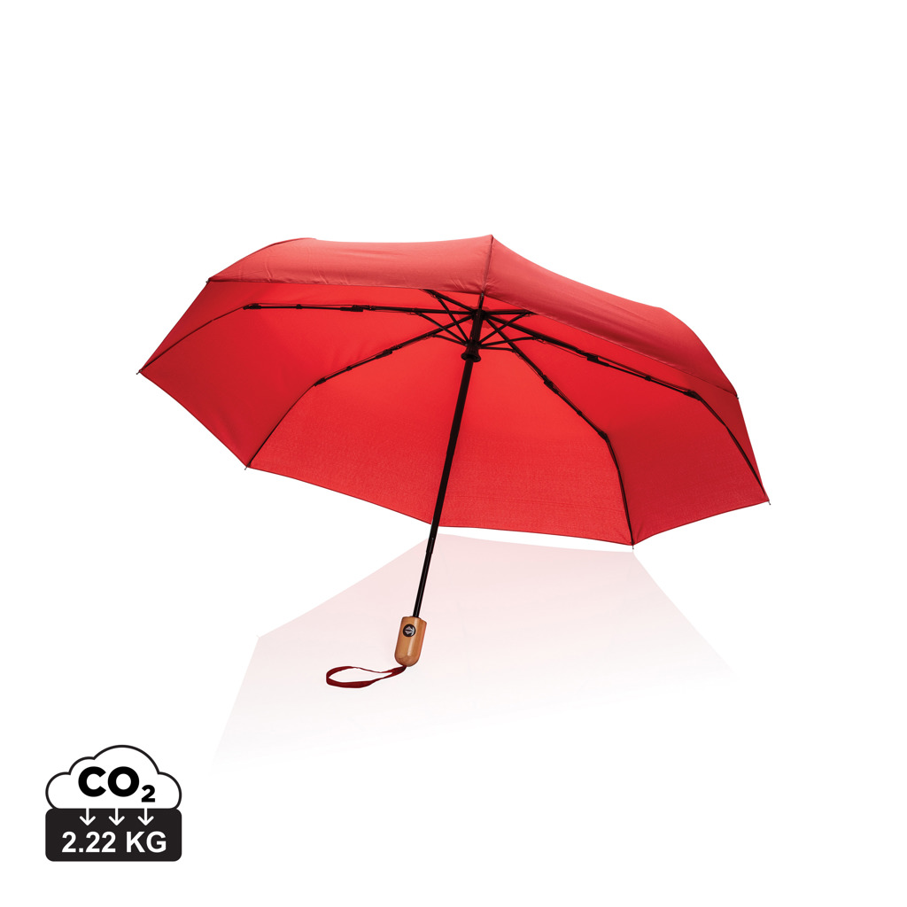 XD Collection 21″ Impact AWARE™ RPET 190T bamboo auto open/close umbrella