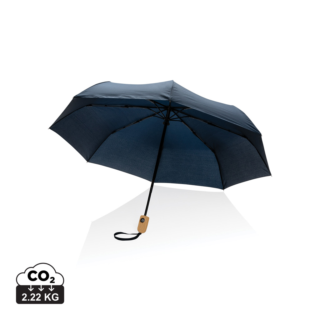 XD Collection 21″ Impact AWARE™ RPET 190T bamboo auto open/close umbrella