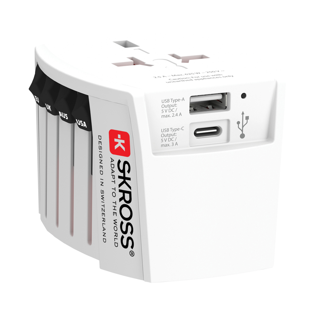 Skross SKROSS World Travel Adapter MUV 2-pole with USB A and C